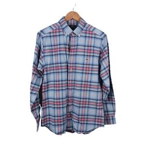 Vineyard Vines Size M Slim Fit Tucker Shirt Cotton Blend Plaid Long Sleeves